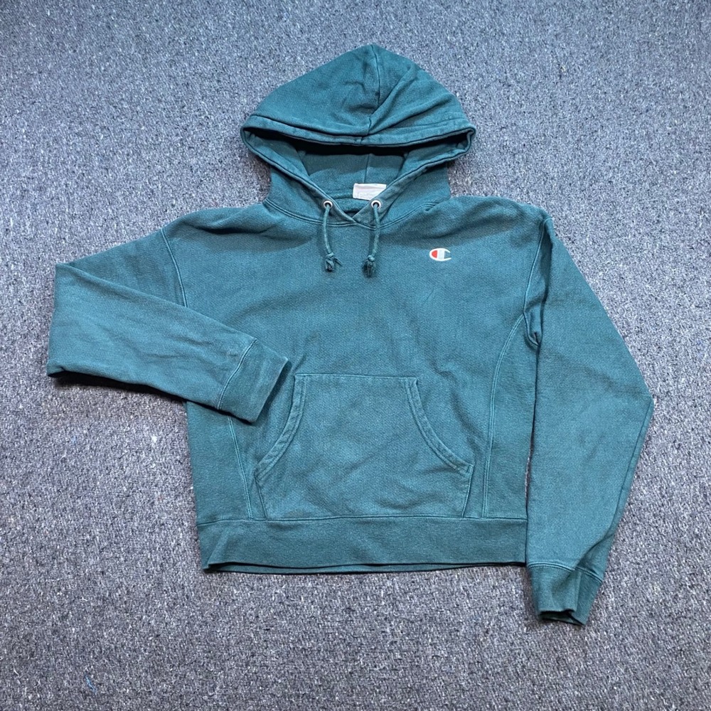 Champion Reverse Weave Hoodie Sz S Mens Green Skater Grunge C Logo Sweatshirt